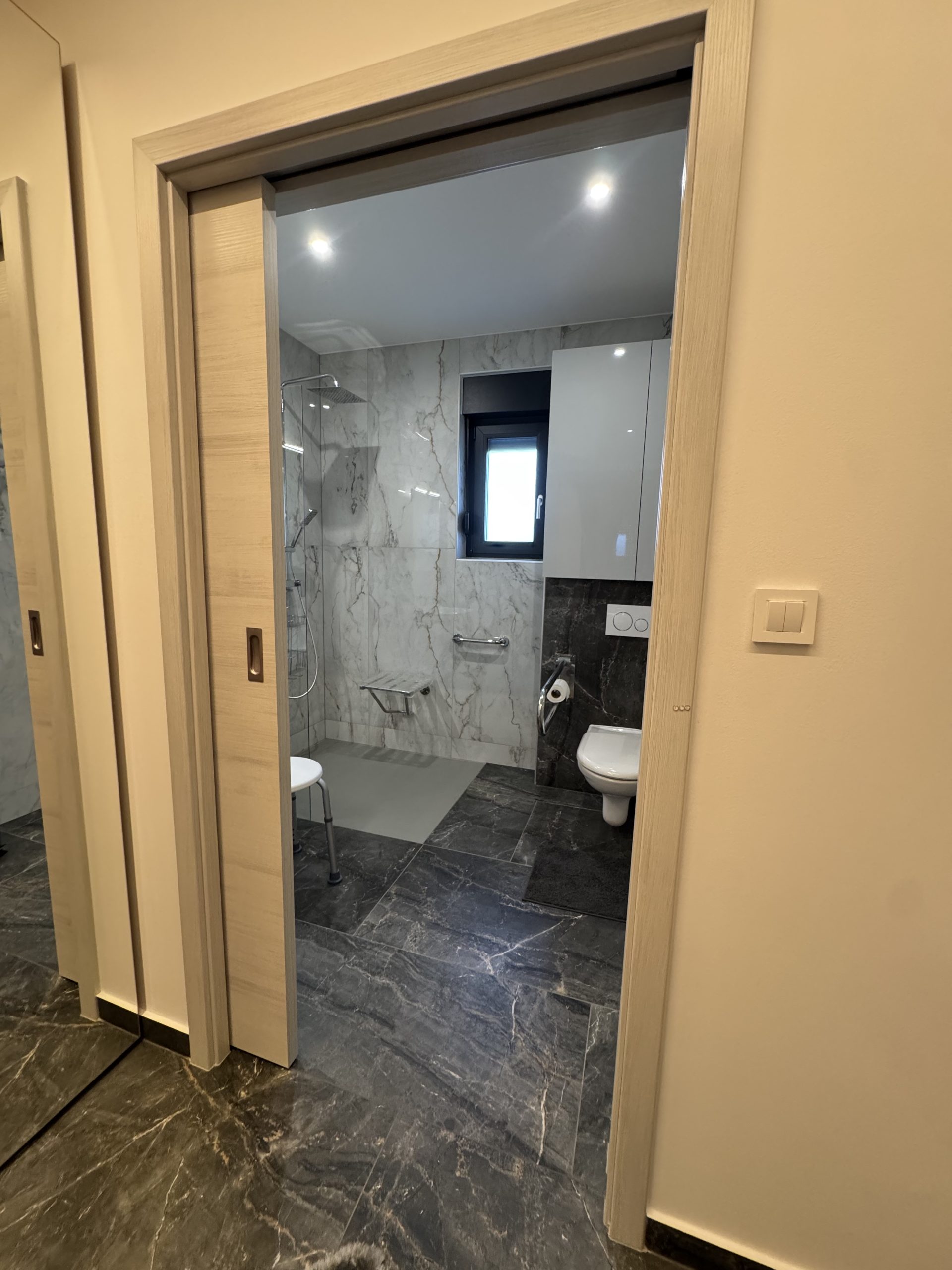 Step-free entrance to the accessible bathroom